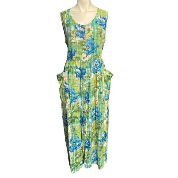 April Cornell Dresses & Skirts - Vintage April Cornell Dress Large India Madras Plaid Floral Cottage Core